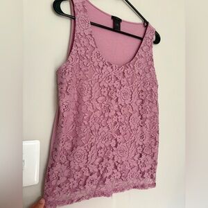 Ann Taylor Factory Mauve Lace Tank Top
